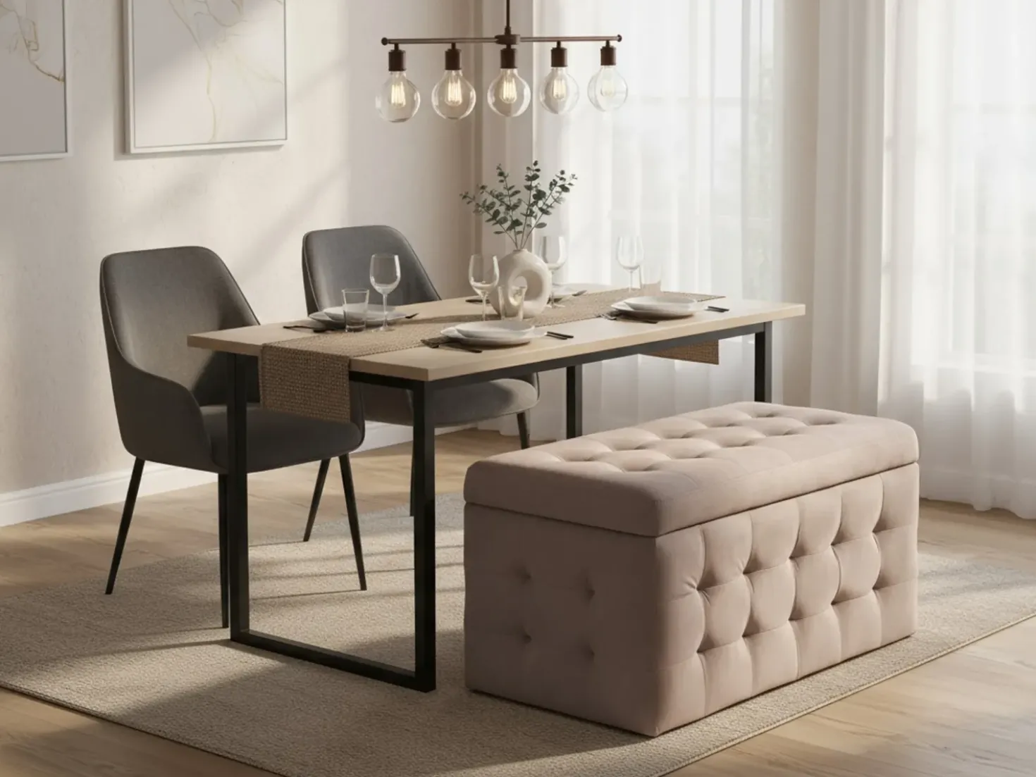 Ottomano contenitore MICHIGAN Velluto Rosa