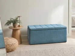 Ottomano contenitore OREM Tessuto 100 cm 40 cm Blu