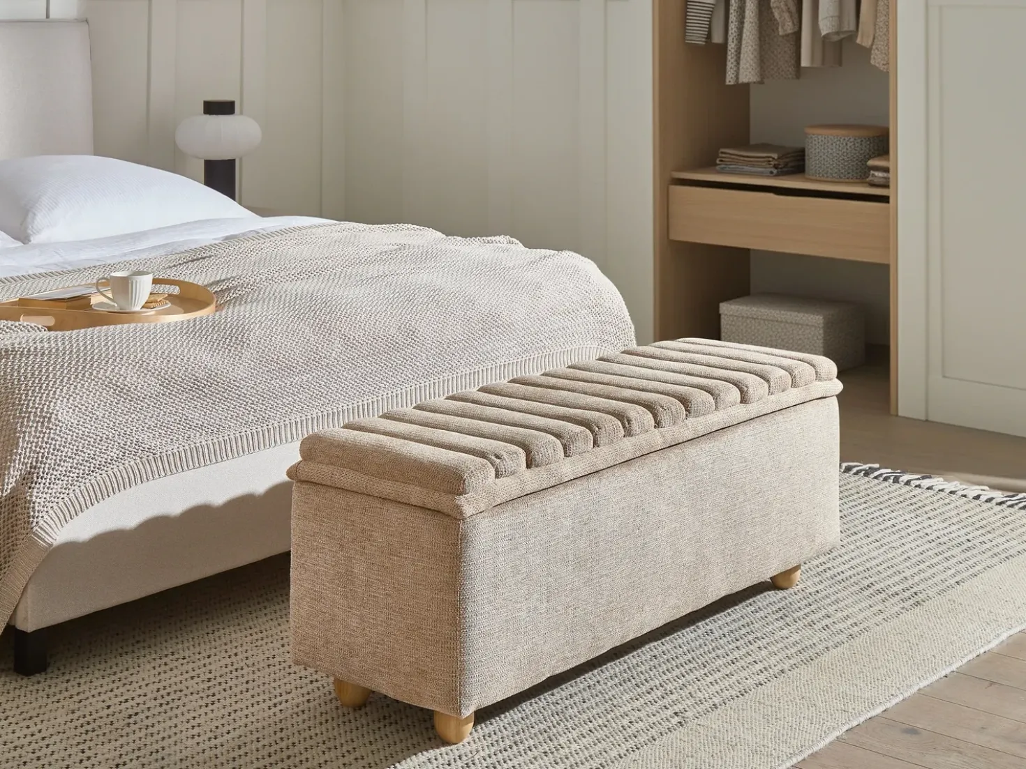 Panca contenitore imbottita SALIDA Tessuto Beige