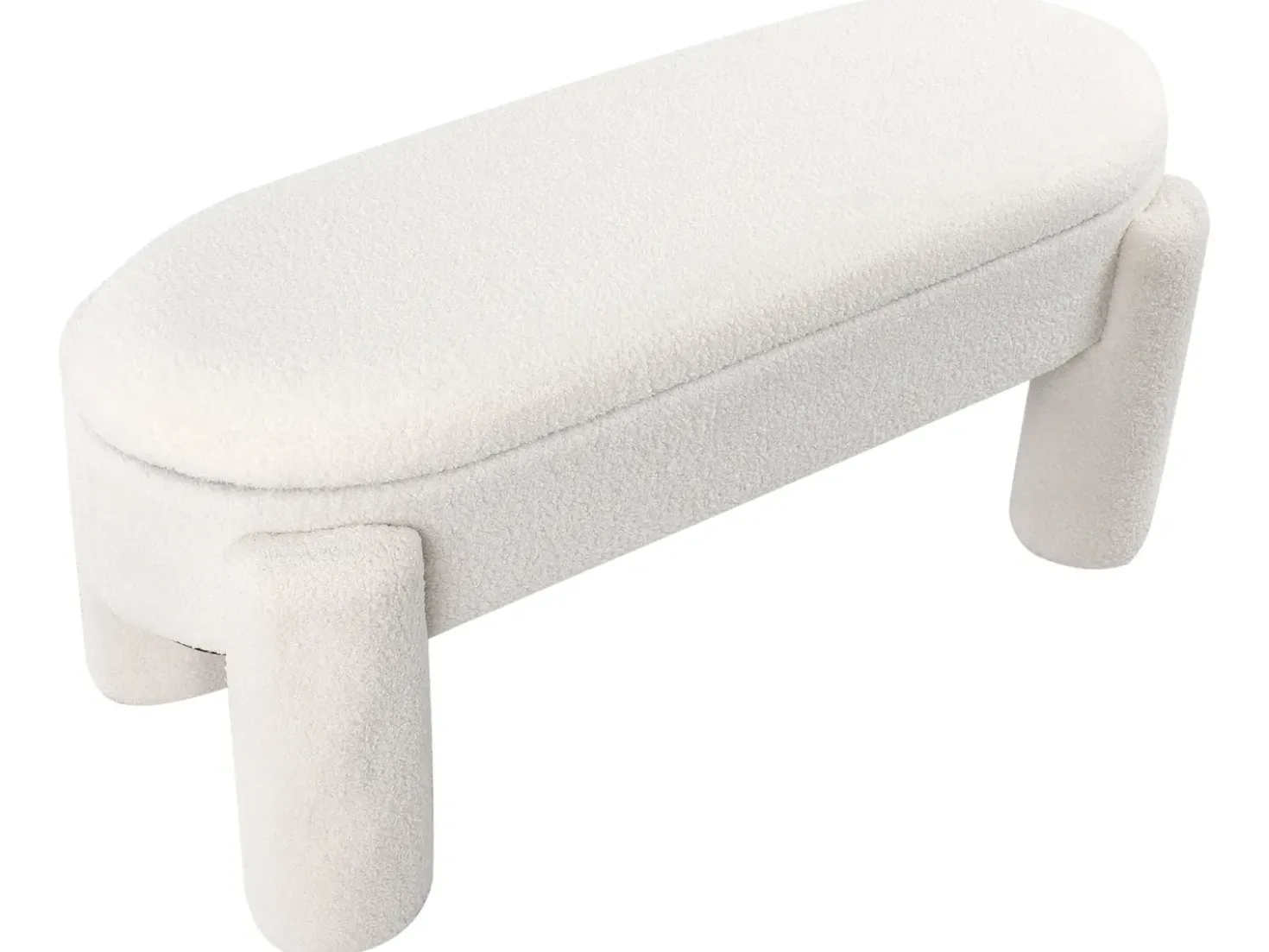 Panca contenitore imbottita OAKLEY Bouclé Bianco sporco