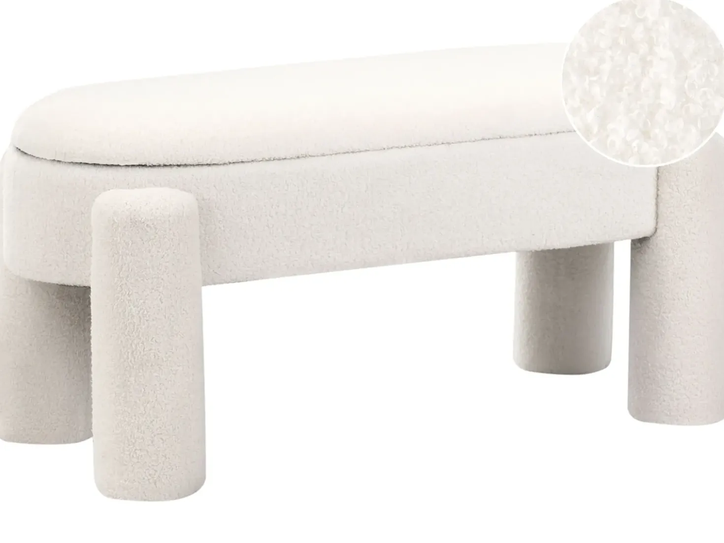 Panca contenitore imbottita OAKLEY Bouclé Bianco sporco