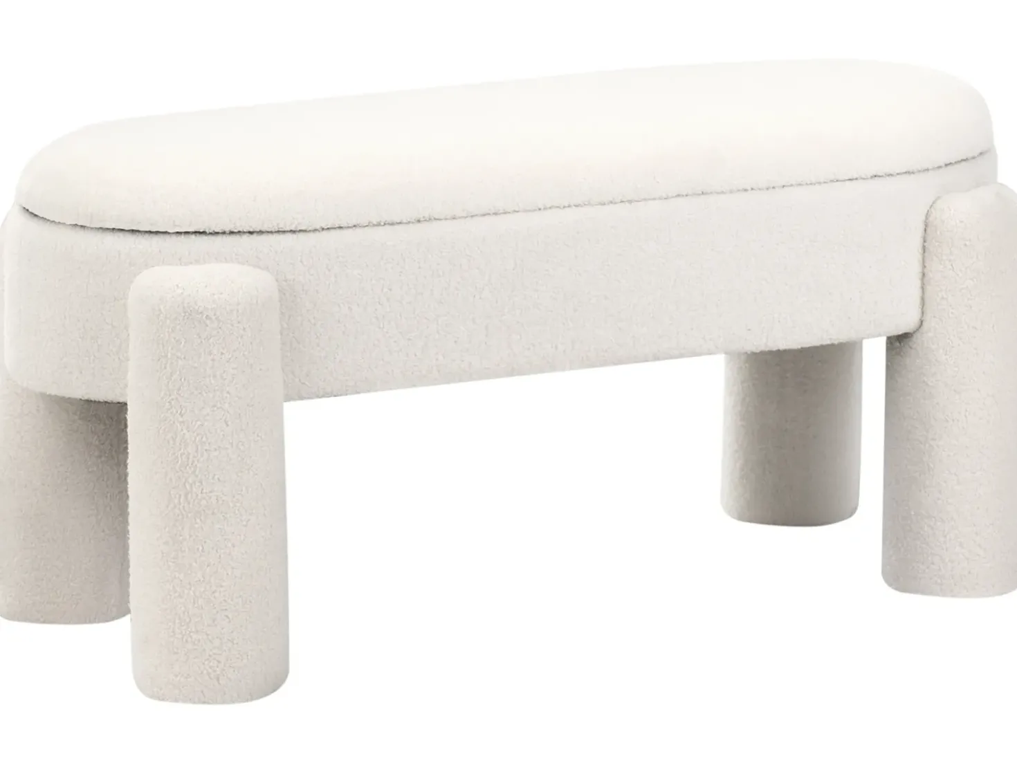 Panca contenitore imbottita OAKLEY Bouclé Bianco sporco