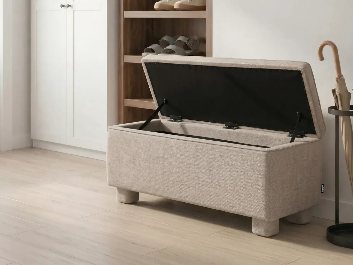 Panca contenitore imbottita ITHACA Tessuto Beige
