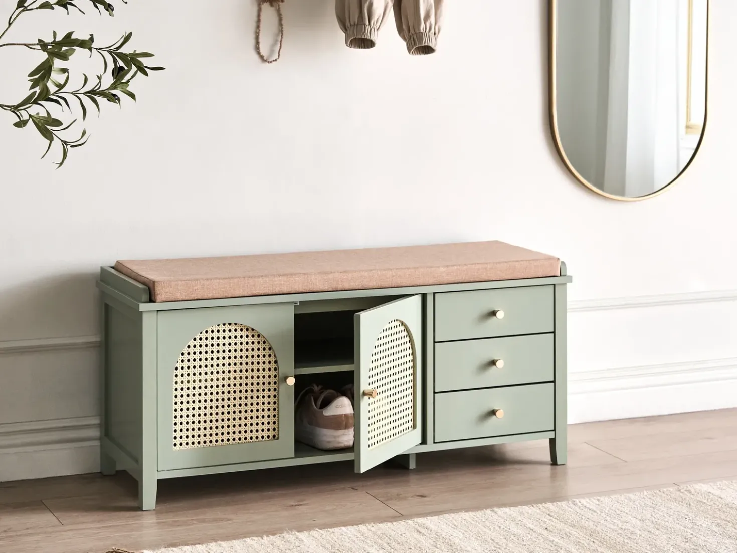 Panca contenitore per scarpe BENDIGO Verde menta