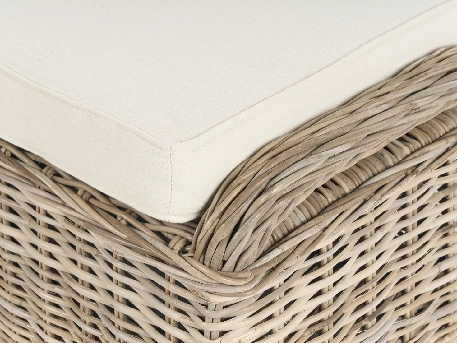 Panca da giardino con cuscino SUSUA 141 cm con ottomana Rattan Naturale