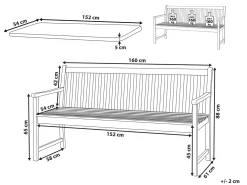Panca da giardino con cuscino VIVARA 160 cm Legno di acacia certificato Frassino chiaro Rosso scuro