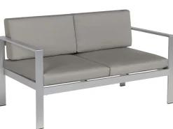 Panca da giardino con cuscino SALERNO 142 cm Metallo Grigio scuro