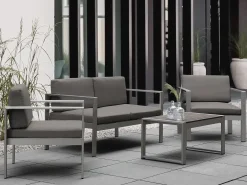 Panca da giardino con cuscino SALERNO 142 cm Metallo Grigio scuro