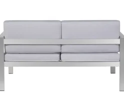 Panca da giardino con cuscino SALERNO 142 cm Metallo Grigio chiaro