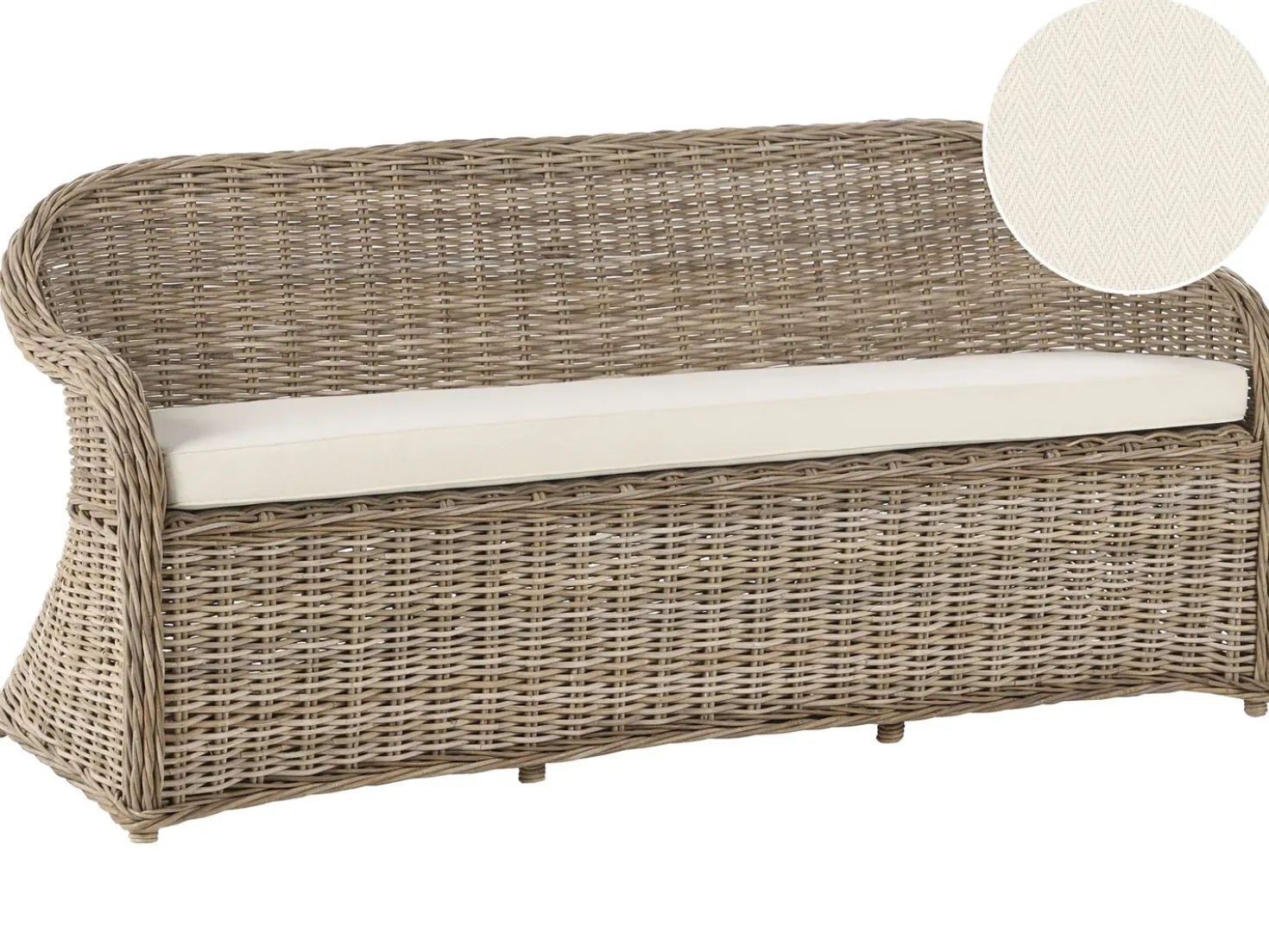 Panca da giardino con cuscino SUSUA 189 cm Rattan Naturale