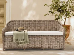 Panca da giardino con cuscino SUSUA 189 cm Rattan Naturale