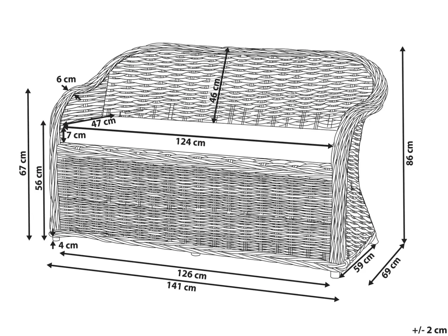 Panca da giardino con cuscino SUSUA 141 cm Rattan Naturale