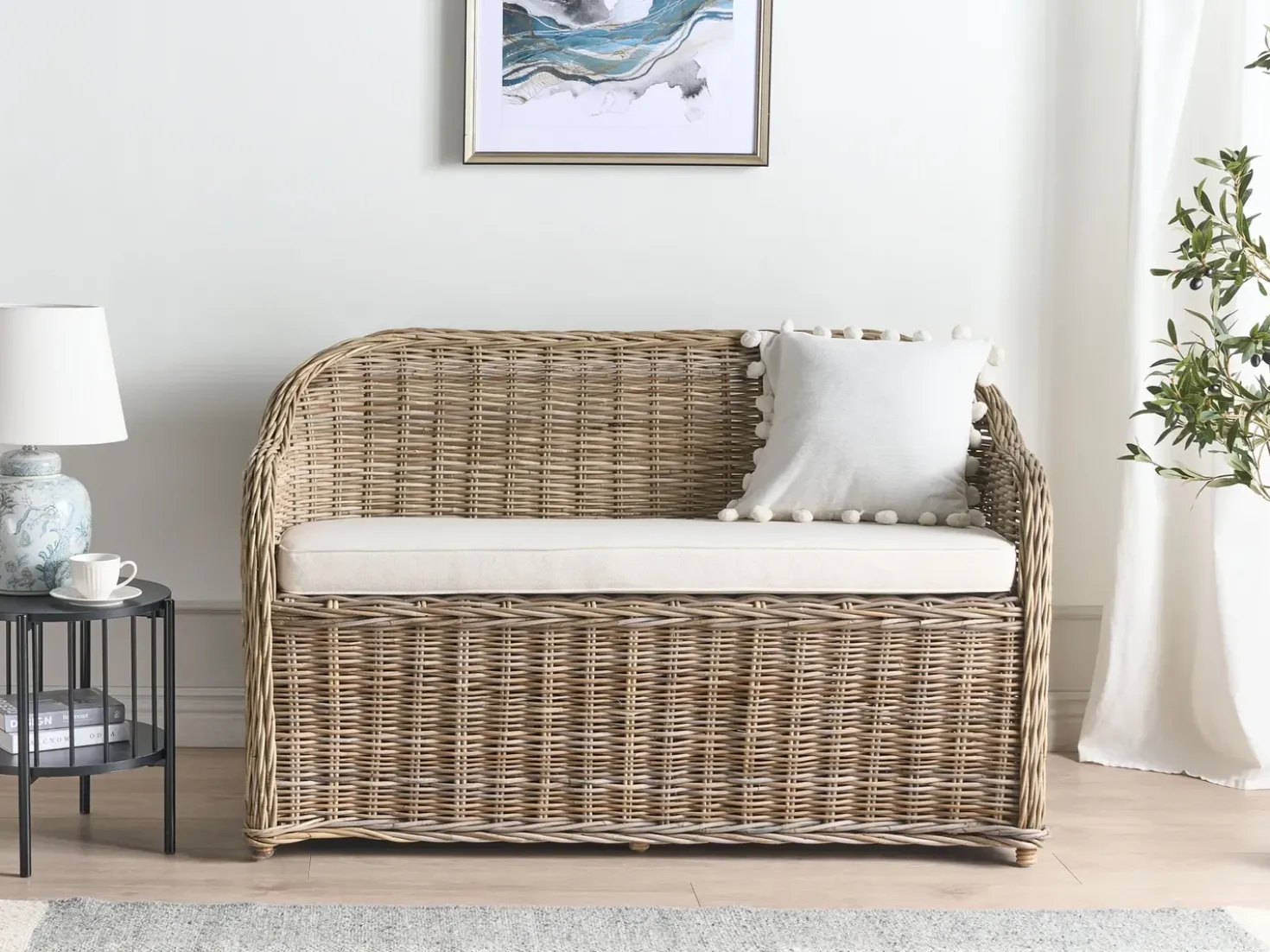Panca da giardino con cuscino SUSUA 141 cm Rattan Naturale