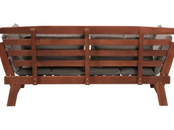Panca da giardino con cuscino PORTICI 210 cm Legno d'eucalipto Marrone scuro/Tortora