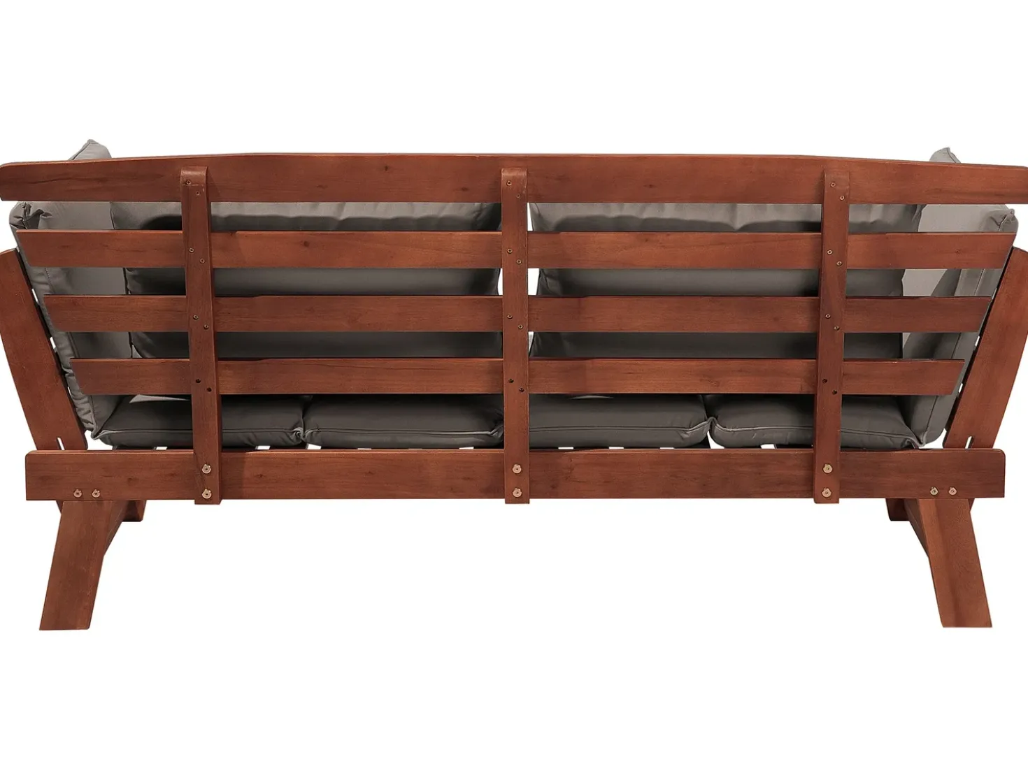 Panca da giardino con cuscino PORTICI 210 cm Legno d'eucalipto Marrone scuro/Tortora