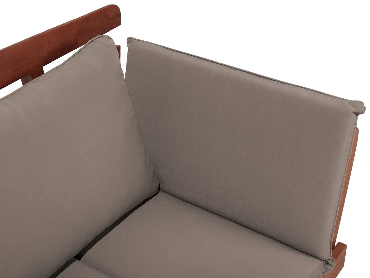 Panca da giardino con cuscino PORTICI 210 cm Legno d'eucalipto Marrone scuro/Tortora
