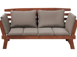 Panca da giardino con cuscino PORTICI 210 cm Legno d'eucalipto Marrone scuro/Tortora