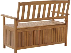 Panca da giardino con cuscino SOVANA 120 cm con contenitore Legno d'acacia Rosso