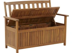 Panca da giardino con cuscino SOVANA 120 cm con contenitore Legno d'acacia Rosso