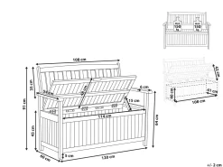 Panca da giardino con cuscino SOVANA 120 cm con contenitore Legno d'acacia Rosso