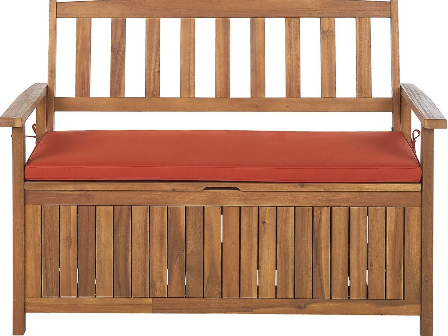 Panca da giardino con cuscino SOVANA 120 cm con contenitore Legno d'acacia Rosso