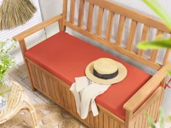 Panca da giardino con cuscino SOVANA 120 cm con contenitore Legno d'acacia Rosso