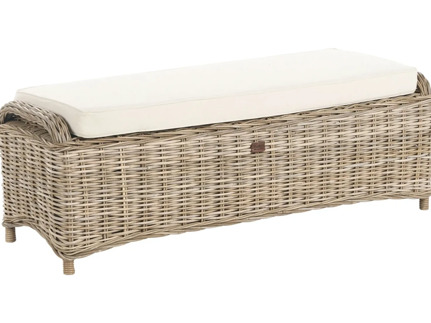 Panca da giardino con cuscino SUSUA 150 cm con ottomana Rattan Naturale