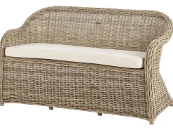 Panca da giardino con cuscino SUSUA 150 cm con ottomana Rattan Naturale