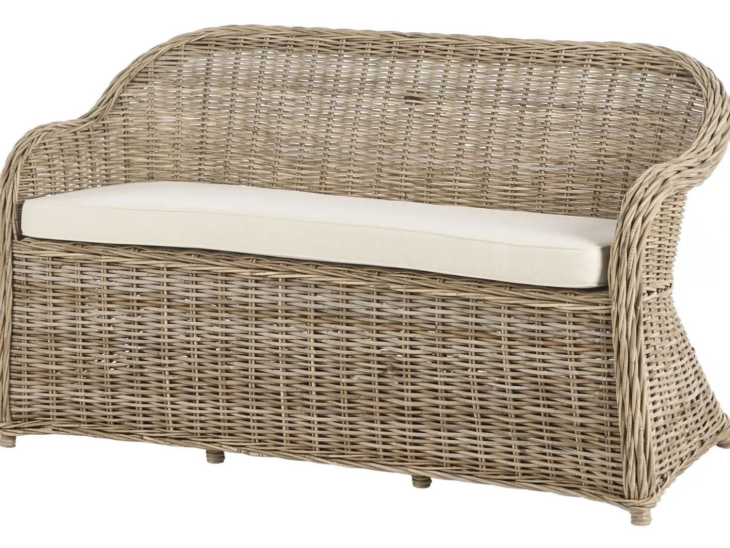 Panca da giardino con cuscino SUSUA 150 cm con ottomana Rattan Naturale