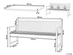 Panca da giardino con cuscino VIVARA 180 cm Legno di acacia certificato Rosso scuro