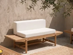 Panca da giardino con cuscino GIAVENO 135 cm Legno d'acacia Bianco sporco