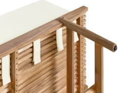 Panca da giardino con cuscino GIAVENO 135 cm Legno d'acacia Bianco sporco