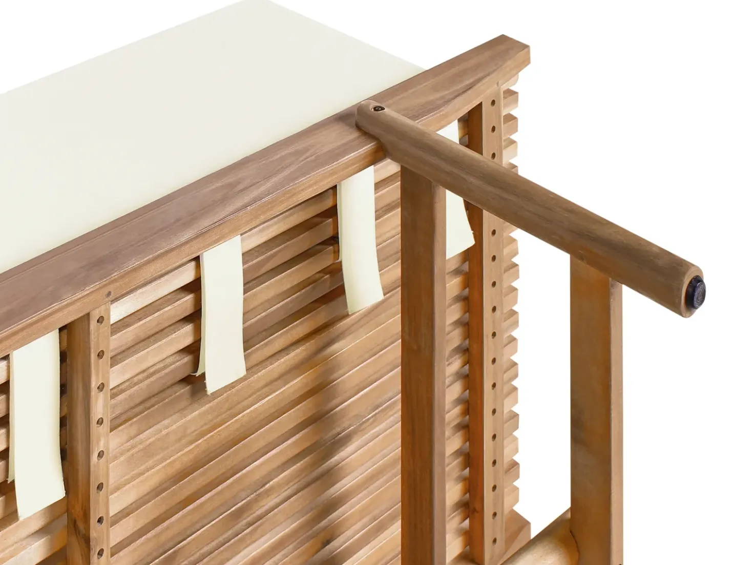 Panca da giardino con cuscino GIAVENO 135 cm Legno d'acacia Bianco sporco