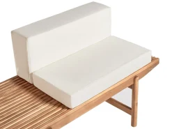 Panca da giardino con cuscino GIAVENO 135 cm Legno d'acacia Bianco sporco