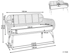 Panca da giardino con cuscino PRATELLO 122 cm Rattan sintetico (PE) Naturale