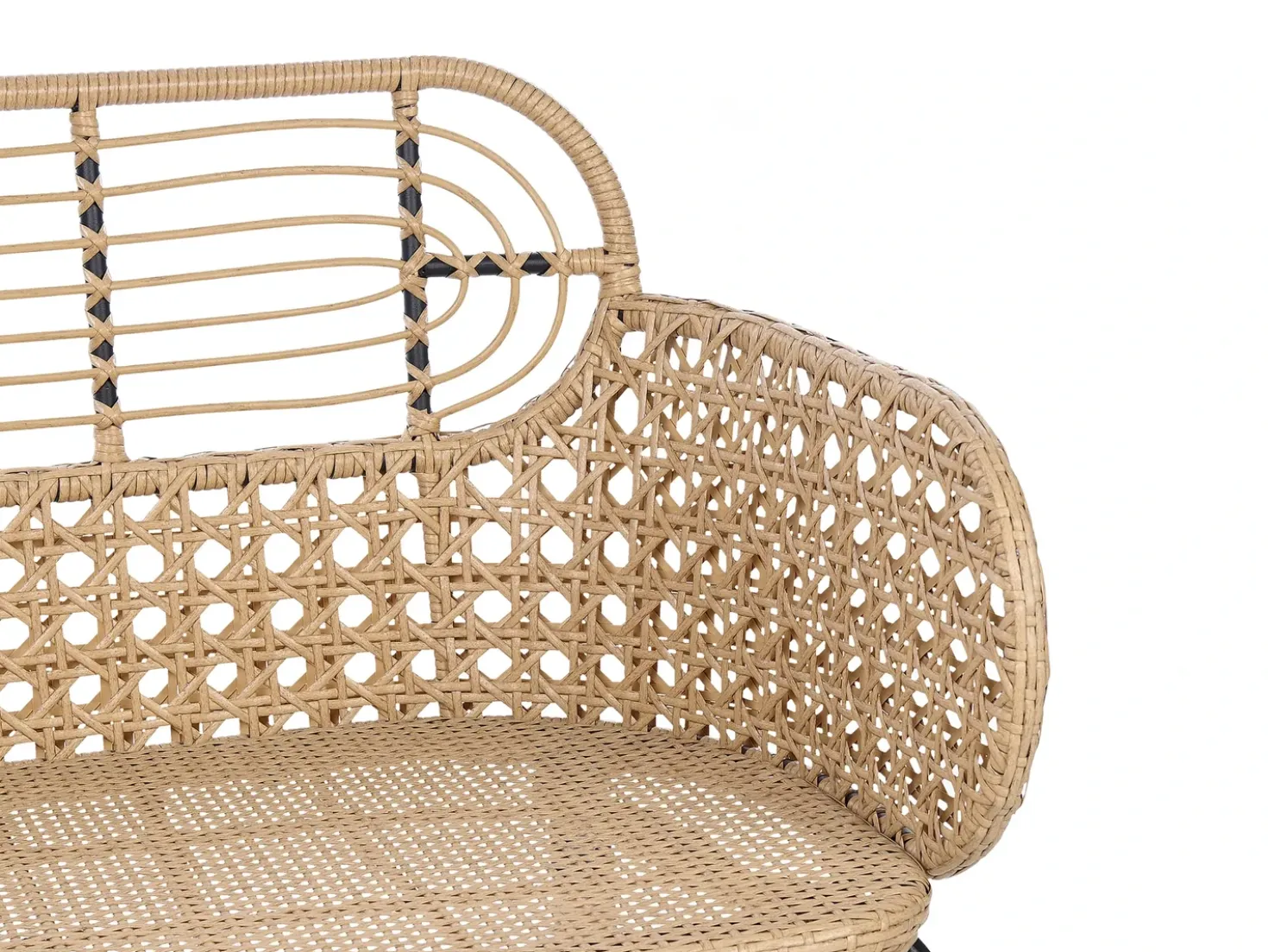 Panca da giardino con cuscino PRATELLO 122 cm Rattan sintetico (PE) Naturale