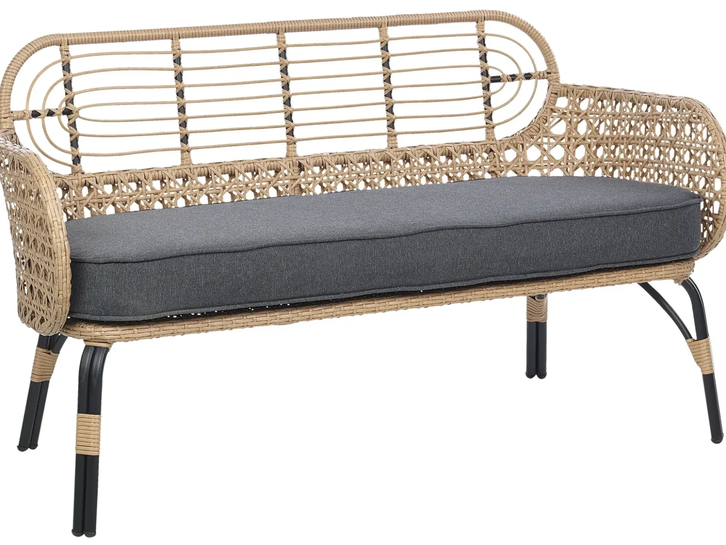 Panca da giardino con cuscino PRATELLO 122 cm Rattan sintetico (PE) Naturale