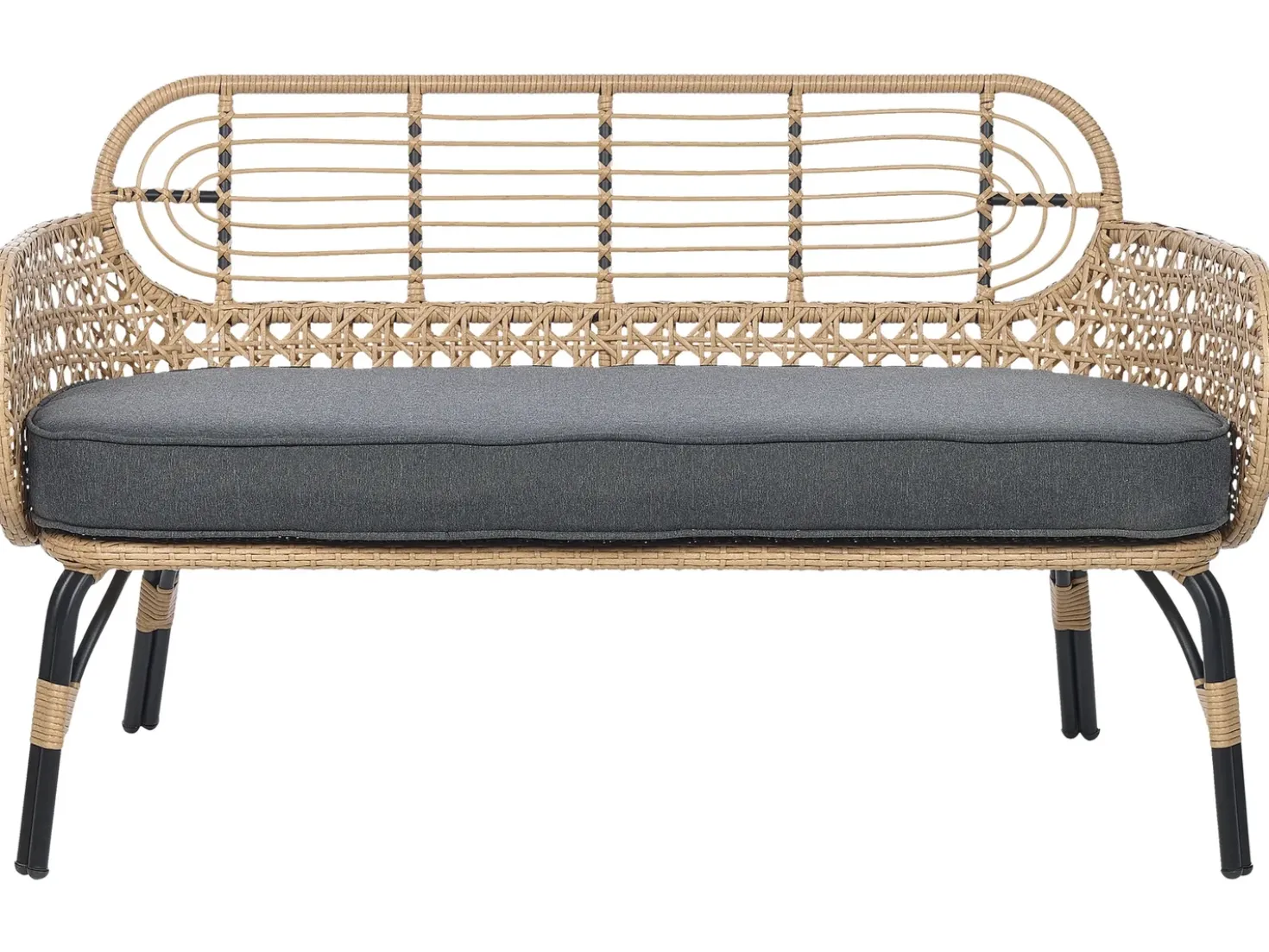 Panca da giardino con cuscino PRATELLO 122 cm Rattan sintetico (PE) Naturale