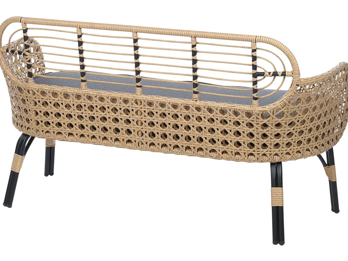 Panca da giardino con cuscino PRATELLO 122 cm Rattan sintetico (PE) Naturale