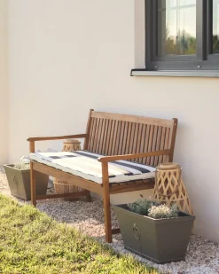 Panca da giardino con cuscino VIVARA 160 cm Legno di acacia certificato Blu marino