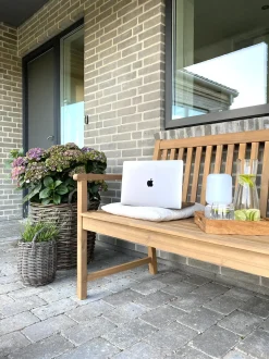 Panca da giardino con cuscino VIVARA 160 cm Legno di acacia certificato Blu marino