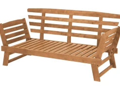 Panca da giardino con cuscino PORTICI 210 cm Legno d'eucalipto Marrone chiaro/Tortora