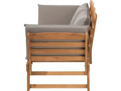 Panca da giardino con cuscino PORTICI 210 cm Legno d'eucalipto Marrone chiaro/Tortora