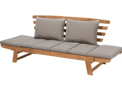 Panca da giardino con cuscino PORTICI 210 cm Legno d'eucalipto Marrone chiaro/Tortora