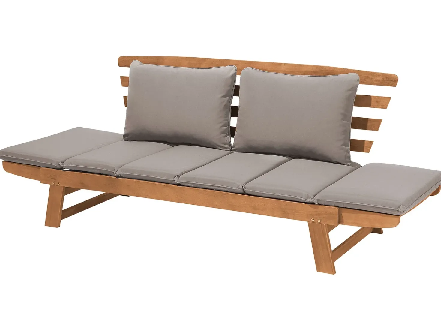 Panca da giardino con cuscino PORTICI 210 cm Legno d'eucalipto Marrone chiaro/Tortora