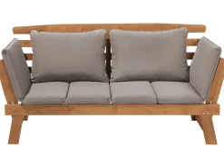 Panca da giardino con cuscino PORTICI 210 cm Legno d'eucalipto Marrone chiaro/Tortora