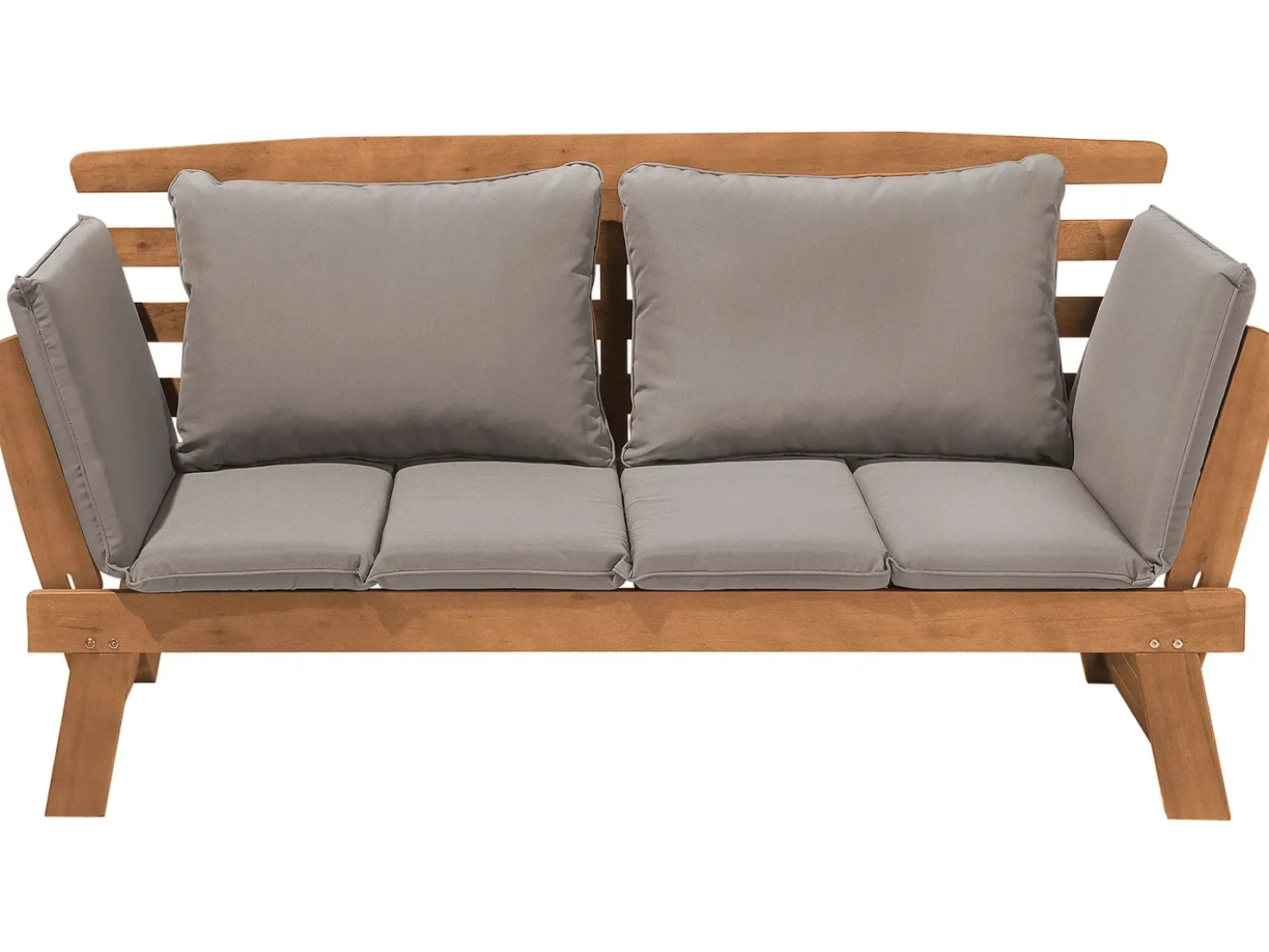 Panca da giardino con cuscino PORTICI 210 cm Legno d'eucalipto Marrone chiaro/Tortora