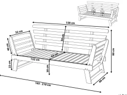 Panca da giardino con cuscino PORTICI 210 cm Legno d'eucalipto Marrone chiaro/Tortora