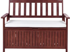 Panca da giardino con cuscino SOVANA 120 cm con contenitore Legno d'acacia Bianco