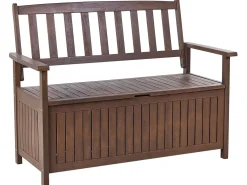 Panca da giardino con cuscino SOVANA 120 cm con contenitore Legno d'acacia Bianco